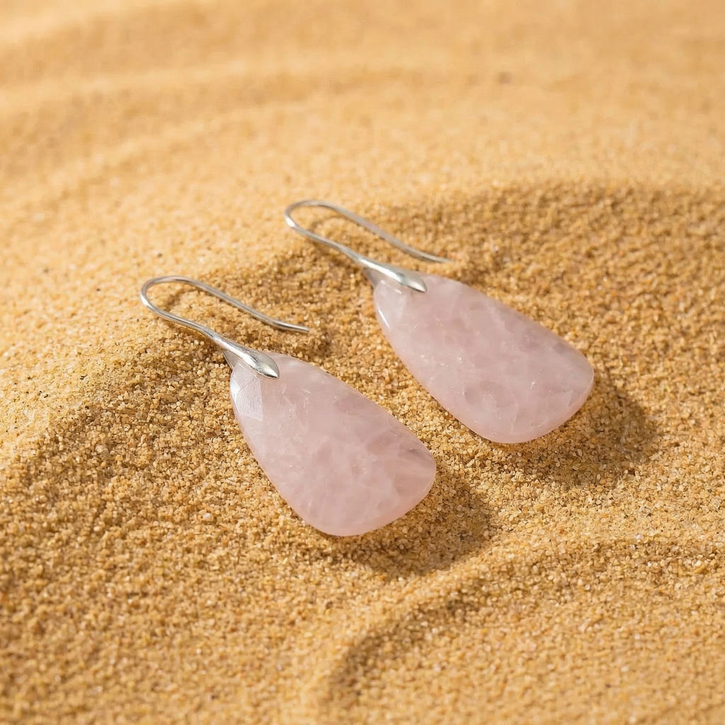 Lunaia Rose Quartz Heart Glow Earrings