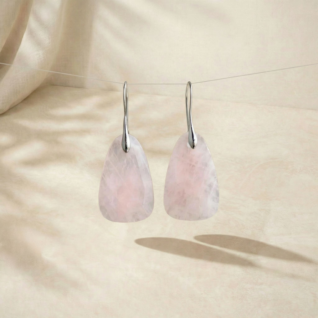 Lunaia Rose Quartz Heart Glow Earrings